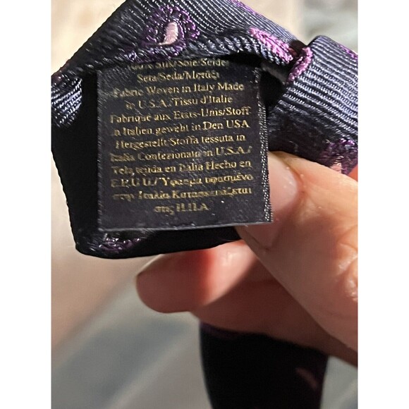 Vintage Mens Brooks Brothers Makers & Merchants Navy Italy Woven Silk Paisley - Picture 9 of 10